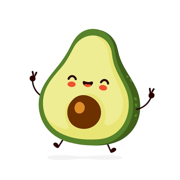 Cute avocado character Premium Vector
