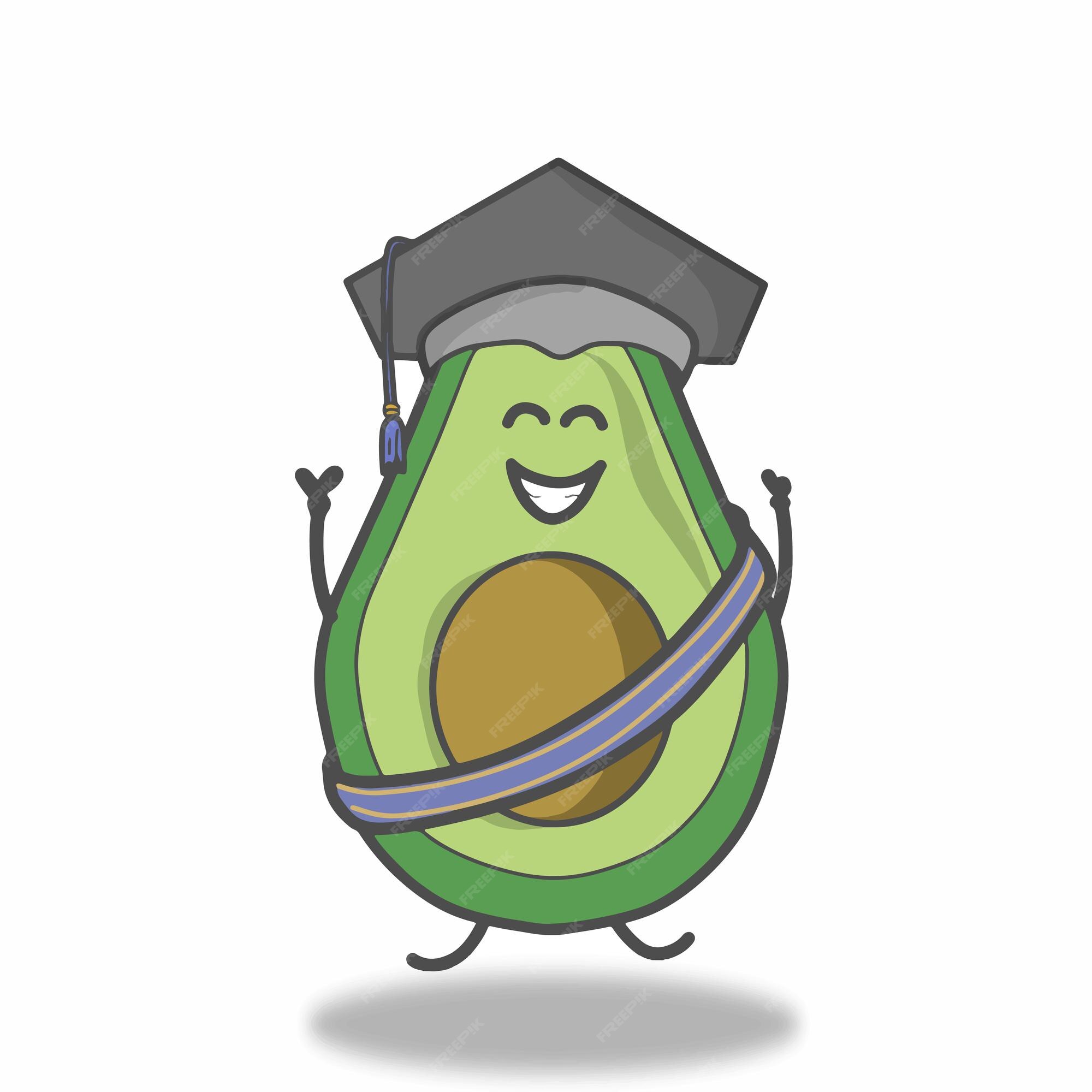 Premium Vector | Cute avocado graduation character vector template ...