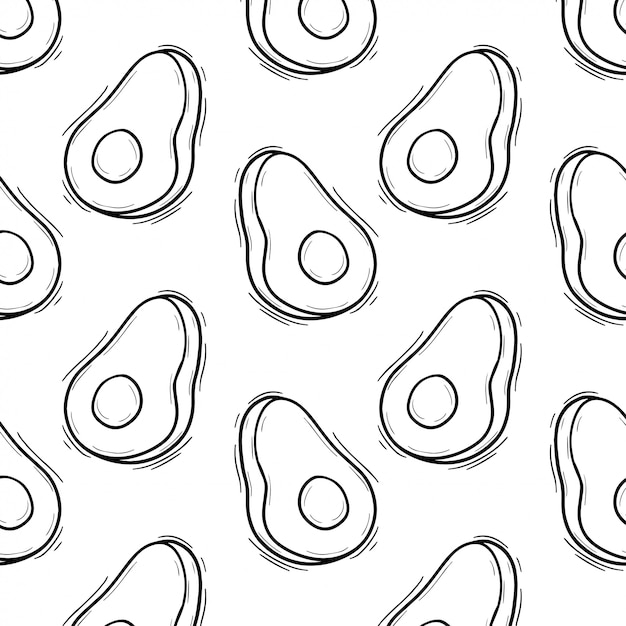Download Cute avocado pattern doodle | Premium Vector
