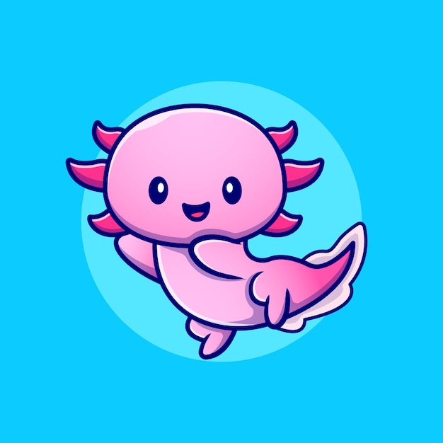 Premium Vector | Cute axolotl cartoon icon illustration. animal love