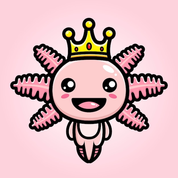 Premium Vector Cute Axolotl Wearing A King S Crown