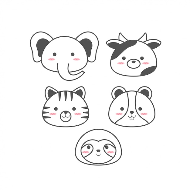 Premium Vector Cute Baby Animals Line