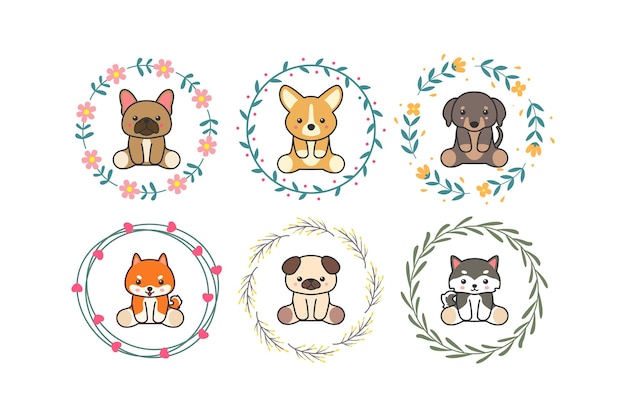 Premium Vector Cute Baby Animals With Floral Wreaths