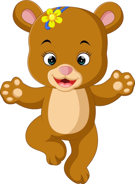 Download Cute baby bear dancing cartoon Vector | Premium Download