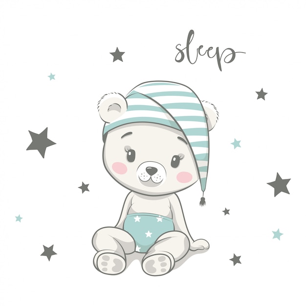 Download Premium Vector | Cute baby bear in nightcap. illustration ...