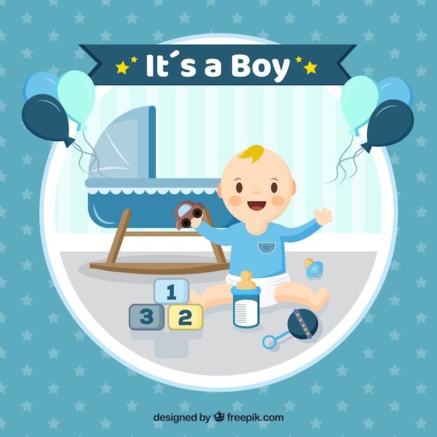 Download Cute baby boy background in flat style | Free Vector