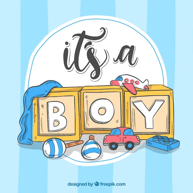 Download Cute baby boy background in hand drawn style | Free Vector