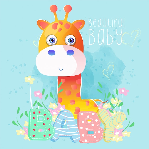 Download Premium Vector | Cute baby boy giraffe