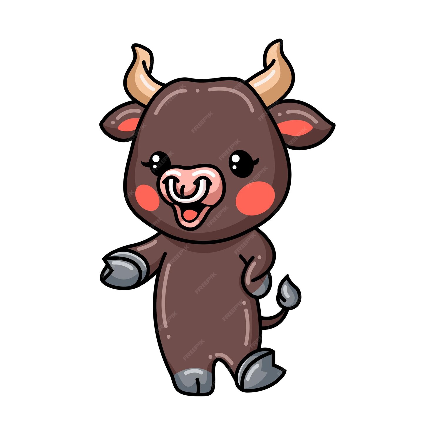 Premium Vector | Cute baby bull cartoon presenting