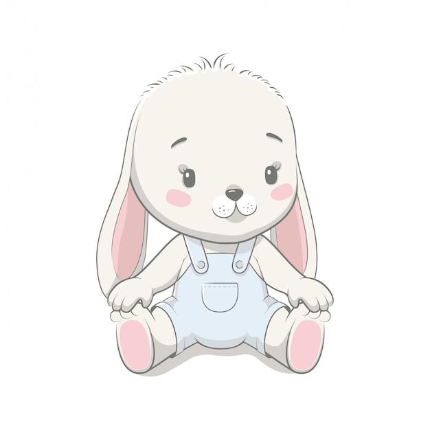 Cute baby bunny cartoon illustration | Premium Vector
