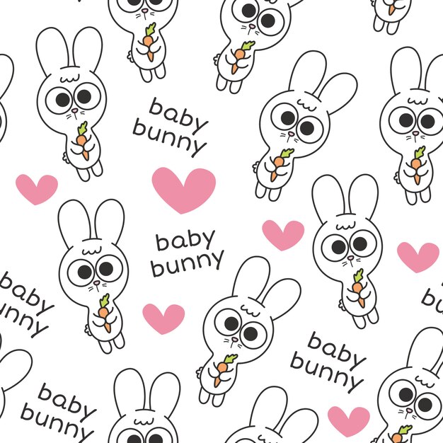 Download Cute baby bunny seamless pattern Vector | Premium Download