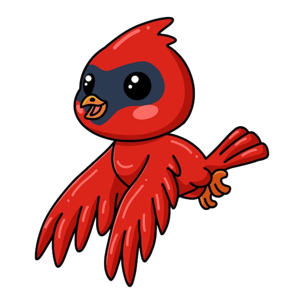 Premium Vector | Cute Baby Cardinal Bird Cartoon Flying