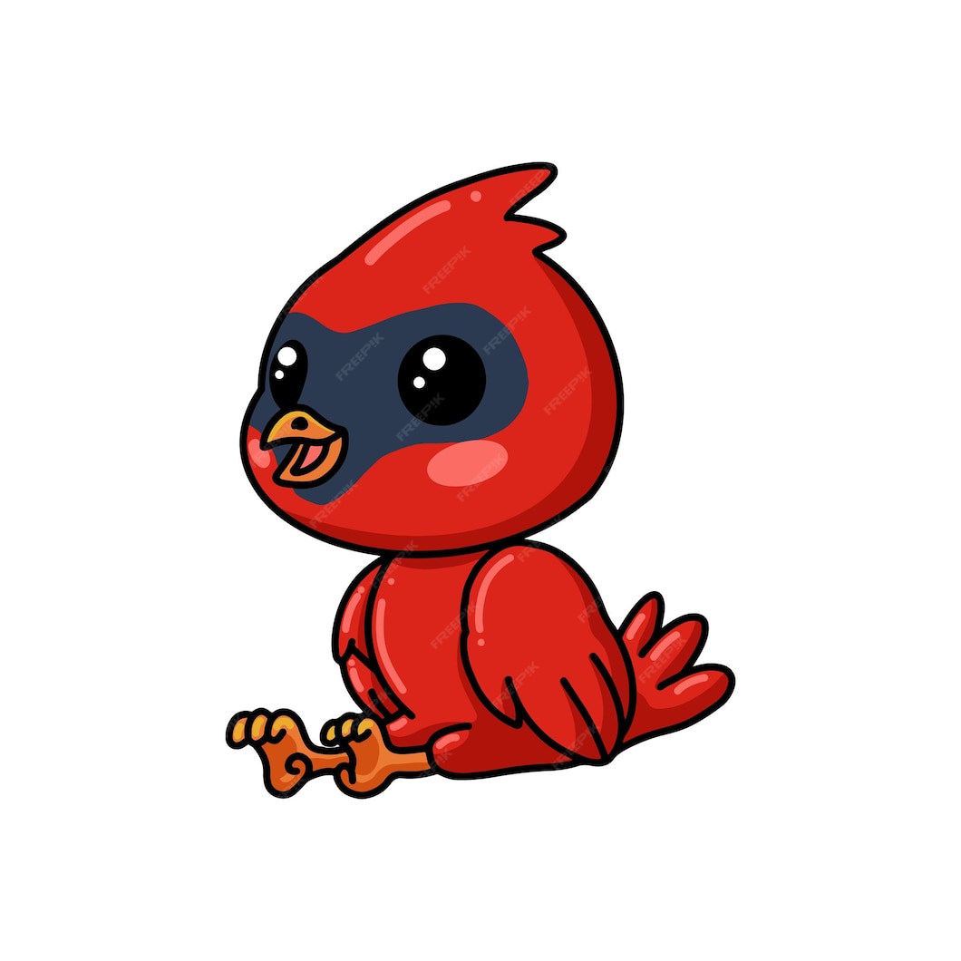 Premium Vector | Cute baby cardinal bird cartoon sitting