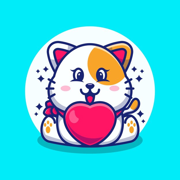 Premium Vector Cute Baby Cat Cartoon With Love