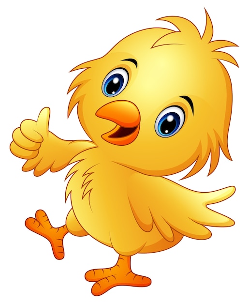 Download Cute baby chicken with thumb up isolated | Premium Vector
