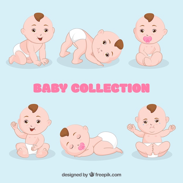 Cute baby collection in flat design Vector | Free Download