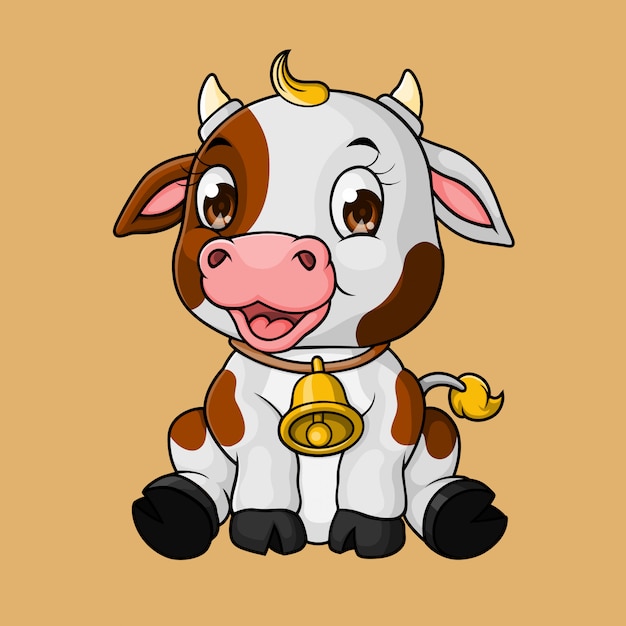 Cute baby cow cartoon, hand drawn, vector | Premium Vector