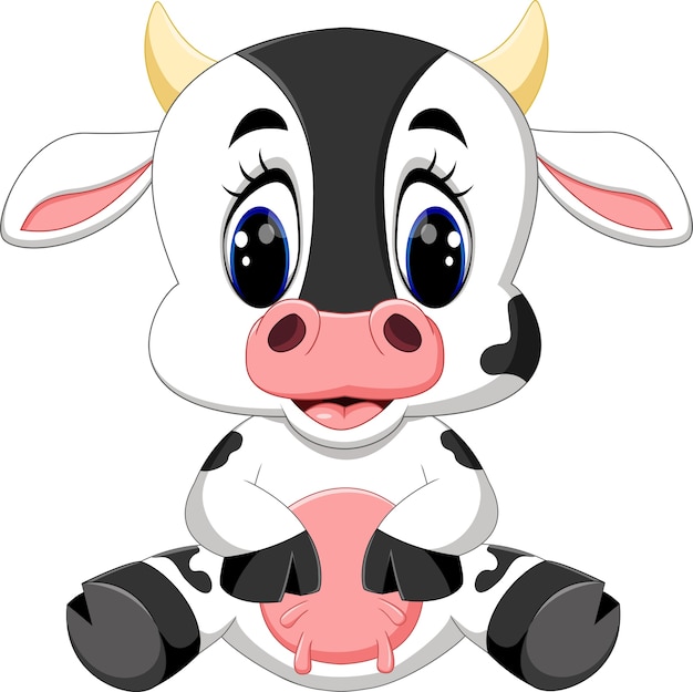 Download Cute baby cow cartoon Vector | Premium Download