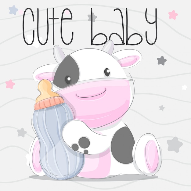 Cute Baby Cow Svg - Layered SVG Cut File - Free Fonts and Popular