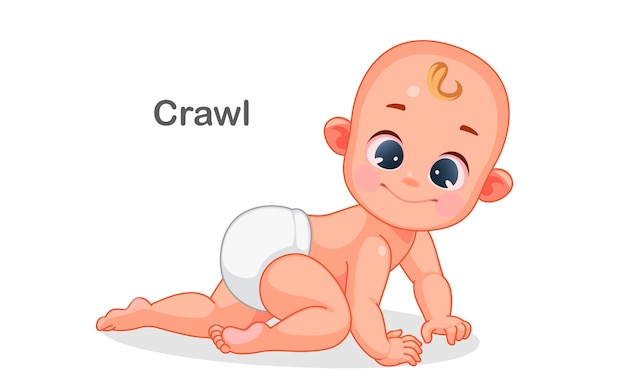 Premium Vector | Of cute baby crawling