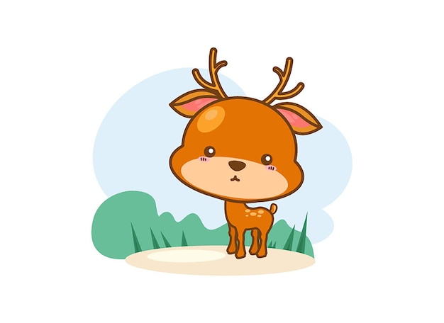 Download Cute baby deer cartoon on a white background | Premium Vector