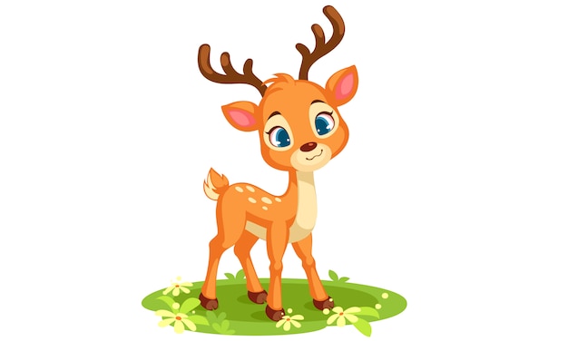 Cute Baby Deer Looking At Front Vector Illustration Free Vector