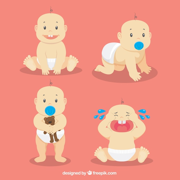 Free Vector | Cute baby in different moments
