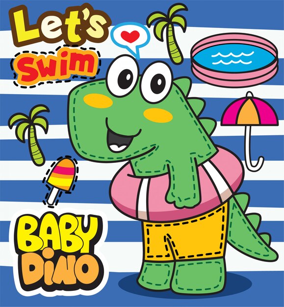 Download Cute baby dino cartoon | Premium Vector