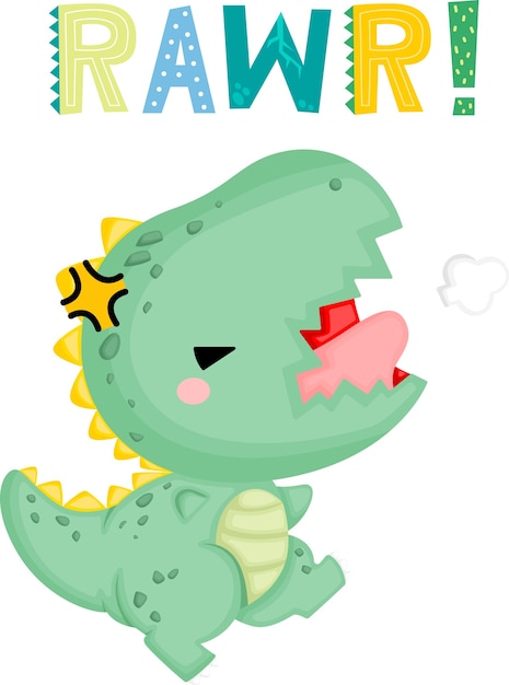 Free Vector | A cute baby dinosaur with an angry expression