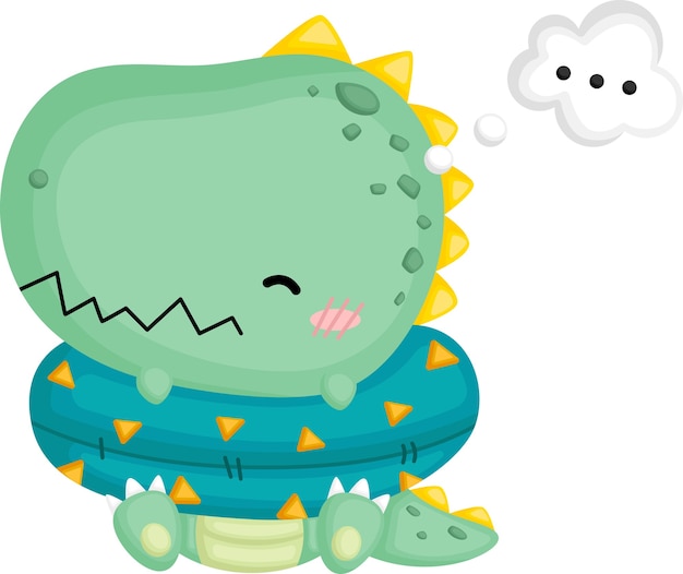 Free Vector | A cute baby dinosaur with thinking about stuff