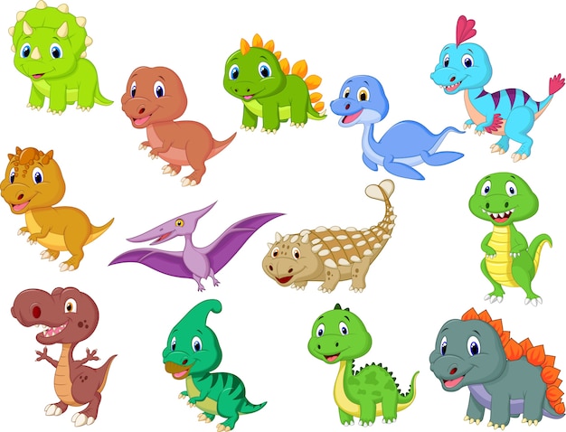 Download Cute baby dinosaurs collection Vector | Premium Download