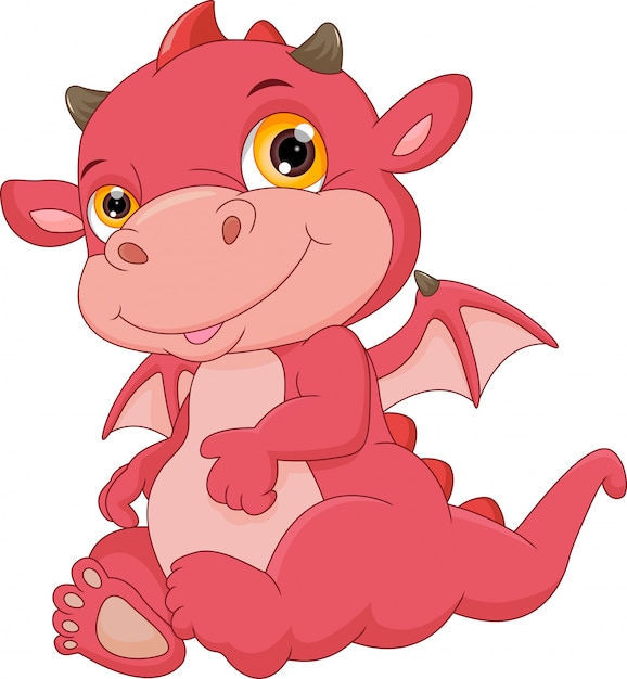 Download Cute baby dragon cartoon Vector | Premium Download
