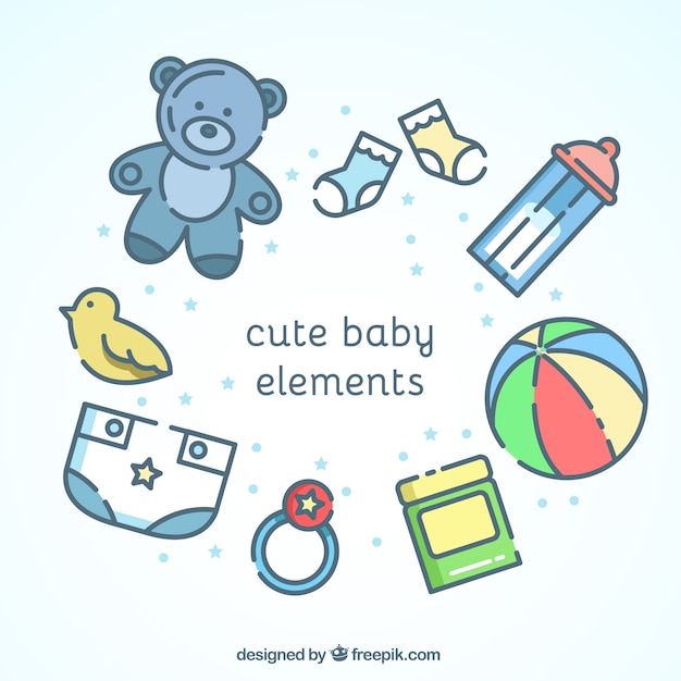 Download Cute baby elements in flat design Vector | Free Download