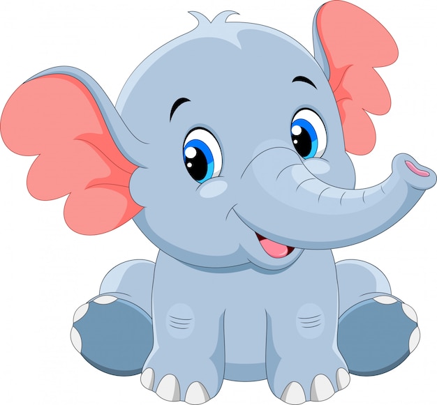 Download Cute baby elephant cartoon sitting | Premium Vector
