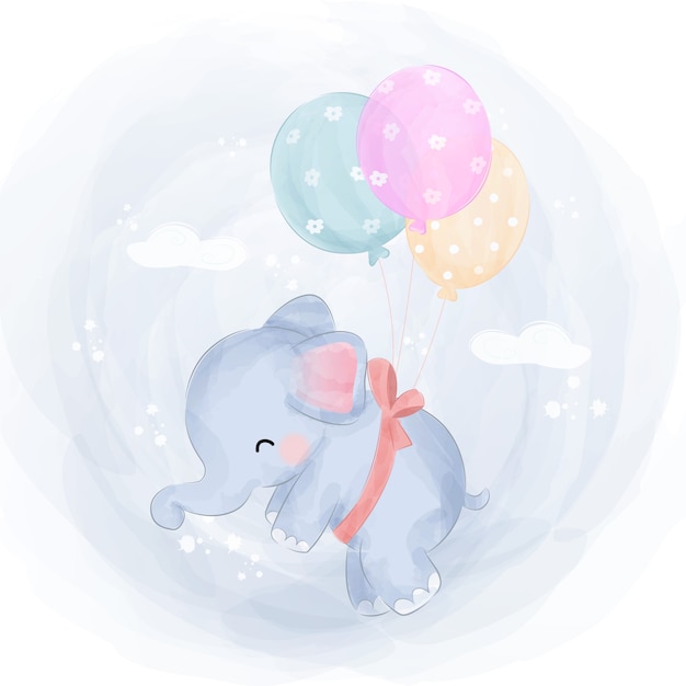 Free Free 190 Baby Elephant With Balloon Svg SVG PNG EPS DXF File