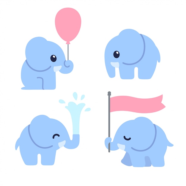 Cute baby elephant set Vector | Premium Download