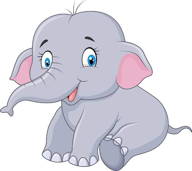 Download Cute baby elephant sitting isolated on white background ...