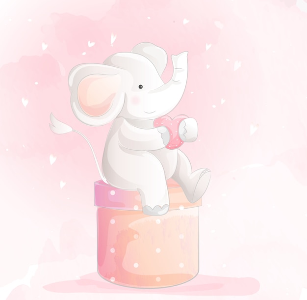 Download Cute baby elephant watercolor style | Premium Vector