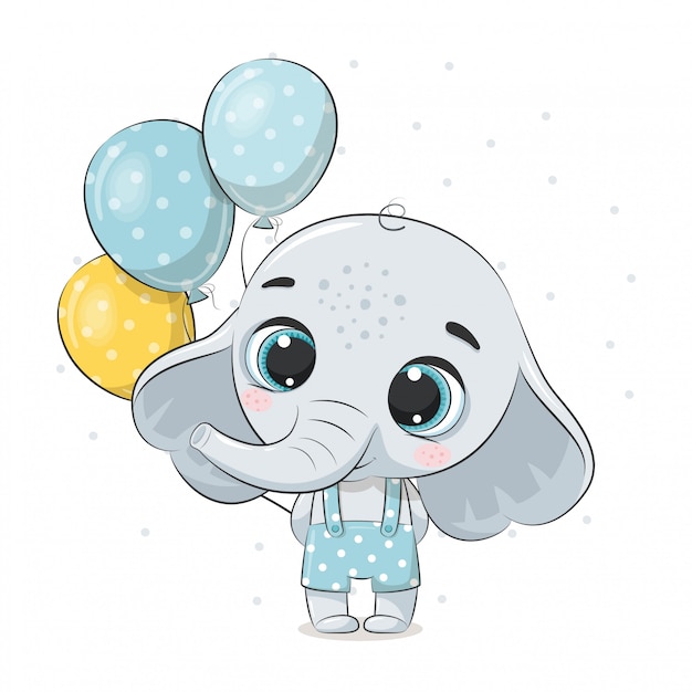 Premium Vector Cute Baby Elephant With Balloons Illustration For Baby Shower Greeting Card Party Invitation Fashion Clothes T Shirt Print