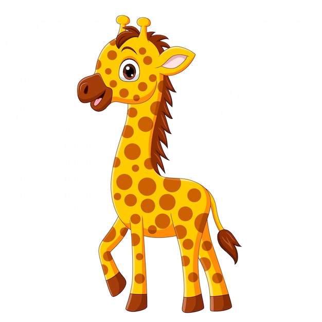 Download Cute baby giraffe cartoon isolated on white | Premium Vector