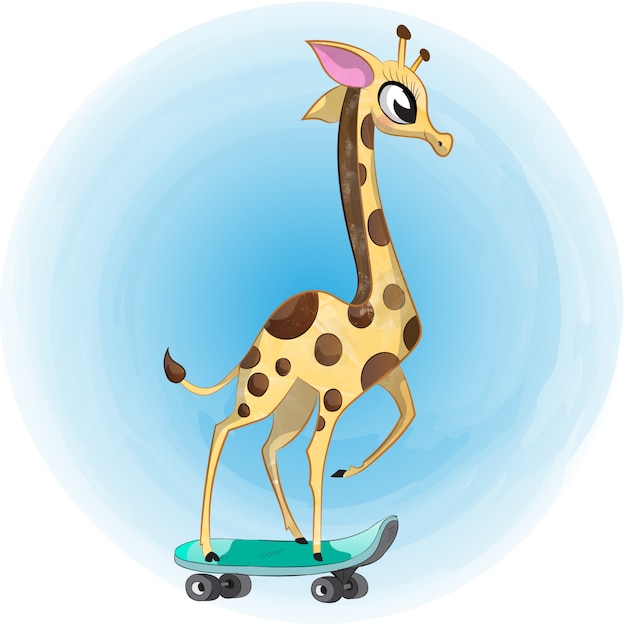 Premium Vector Cute Baby Giraffe Watercolor Drawing