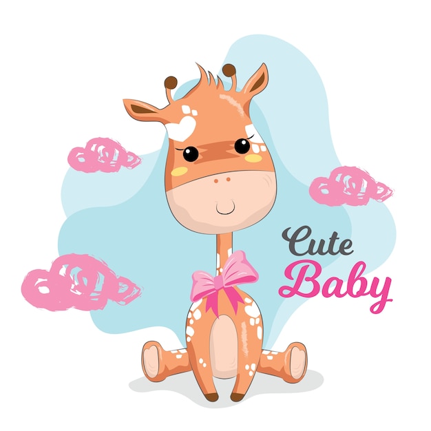 Download Cute baby giraffe Vector | Premium Download