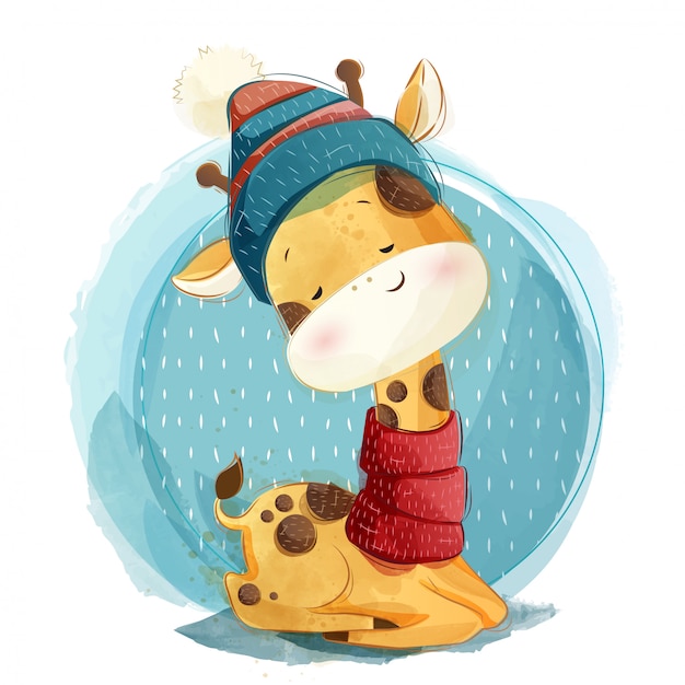 Download Cute baby giraffe | Premium Vector