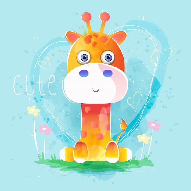Download Cute baby giraffe | Premium Vector