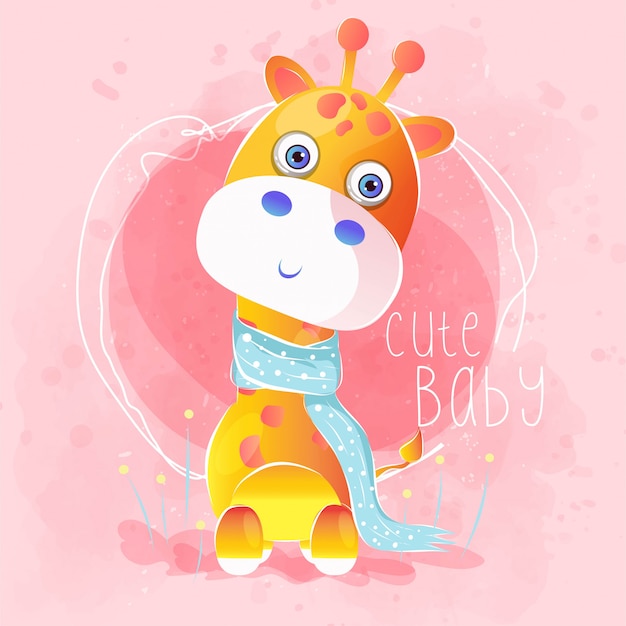 Download Cute baby giraffe Vector | Premium Download