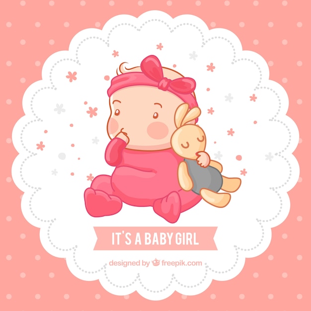 Cute baby girl background in hand drawn style Vector | Free Download