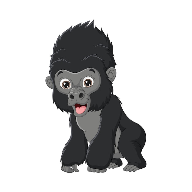 Premium Vector Cute Baby Gorilla Cartoon Isolated On White Background