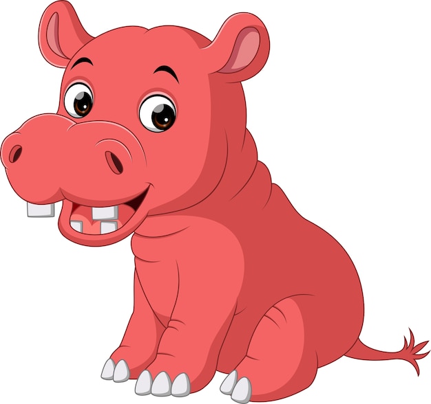 Download Cute baby hippo cartoon Vector | Premium Download