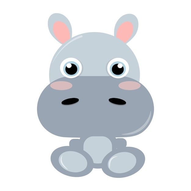 Premium Vector | Cute baby hippo vector illustration. cartoon character.