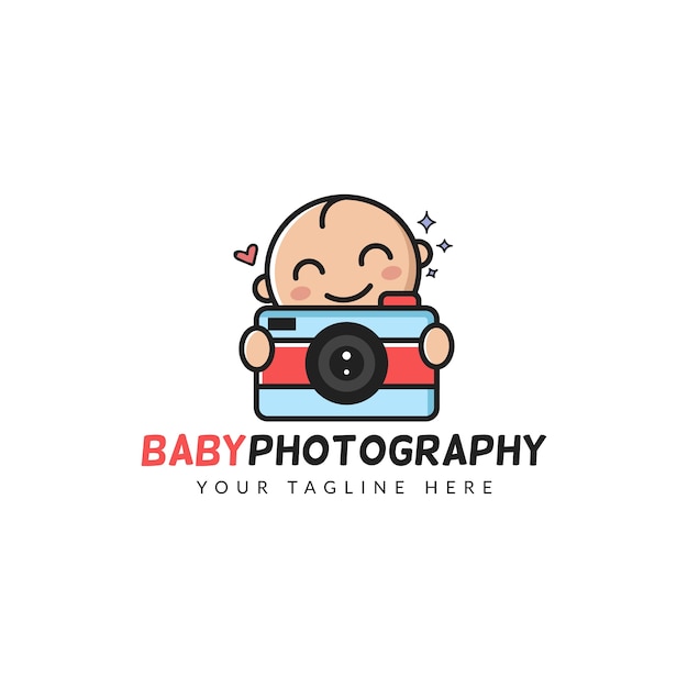 かわいい赤ちゃんはカメラロゴ プレミアムベクター